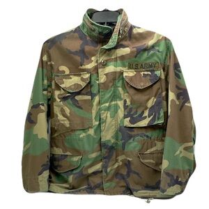 U.S ARMY M-65 Lined Field Jacket with Hood, Woodland Camouflage - Small Short